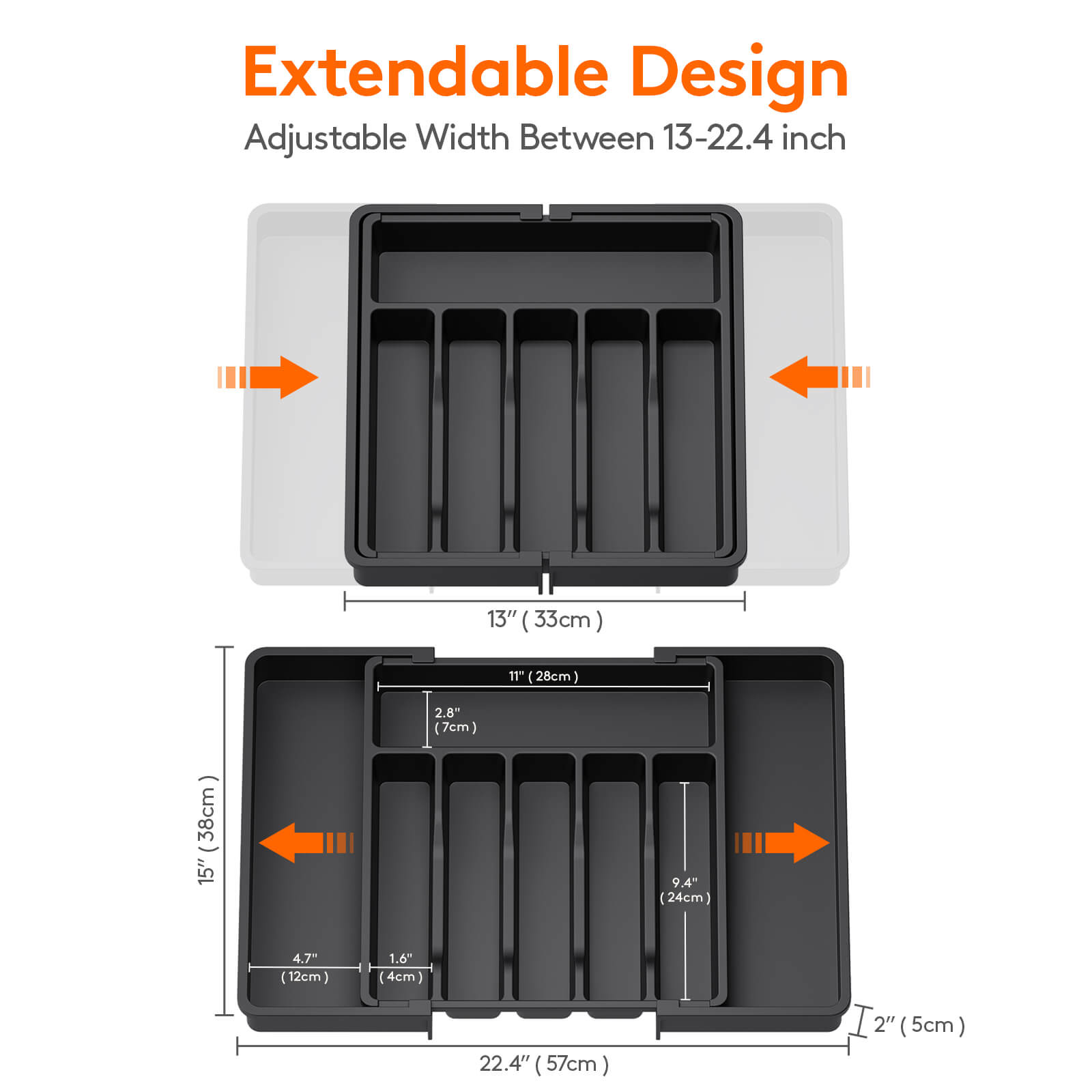 Lifewit Silverware Drawer Organizer, Utensil Flatware Cutlery Holder Tray Organizer for Kitchen Drawer