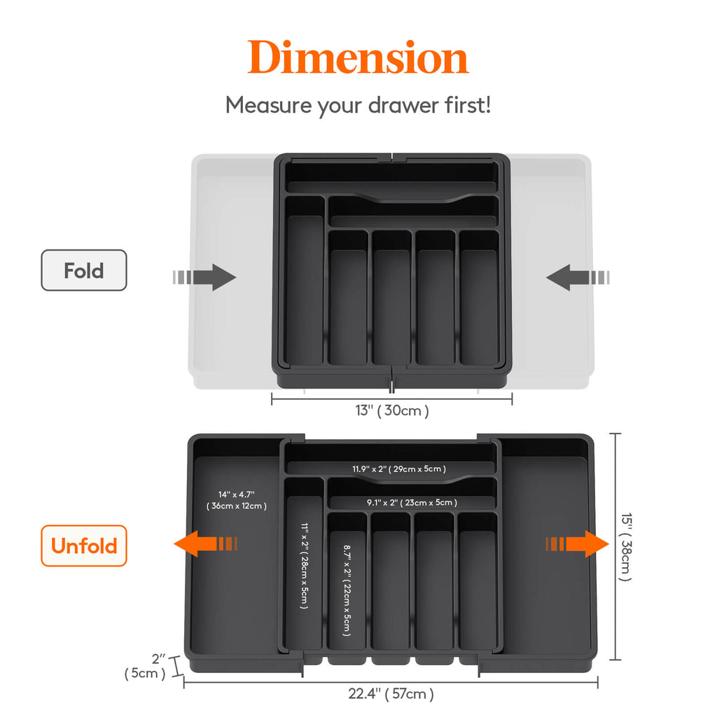 Lifewit kitchen plastic drawer organizer, knife storage dividers
