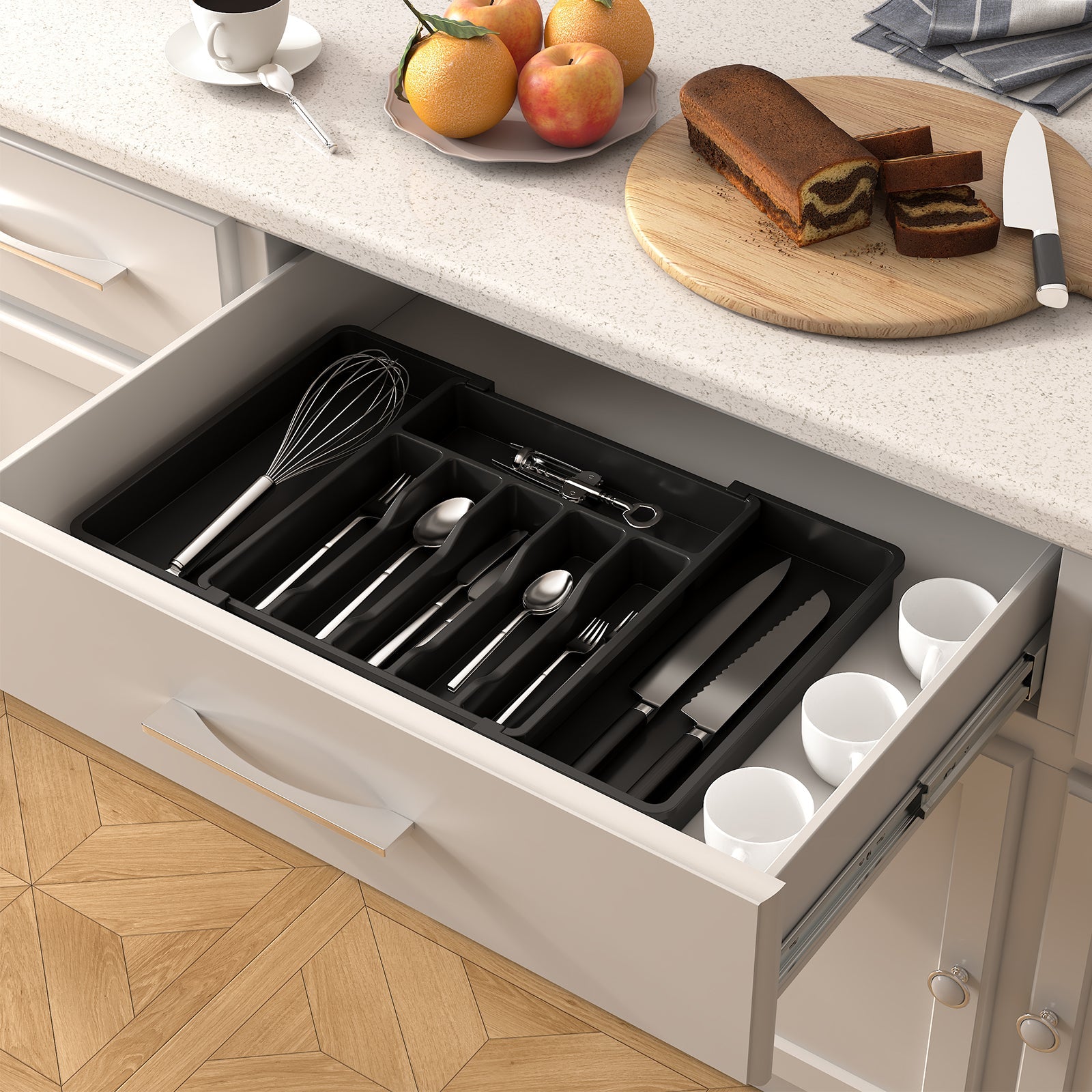 Lifewit Silverware Drawer Organizer, Utensil Flatware Cutlery Holder Tray Organizer for Kitchen Drawer