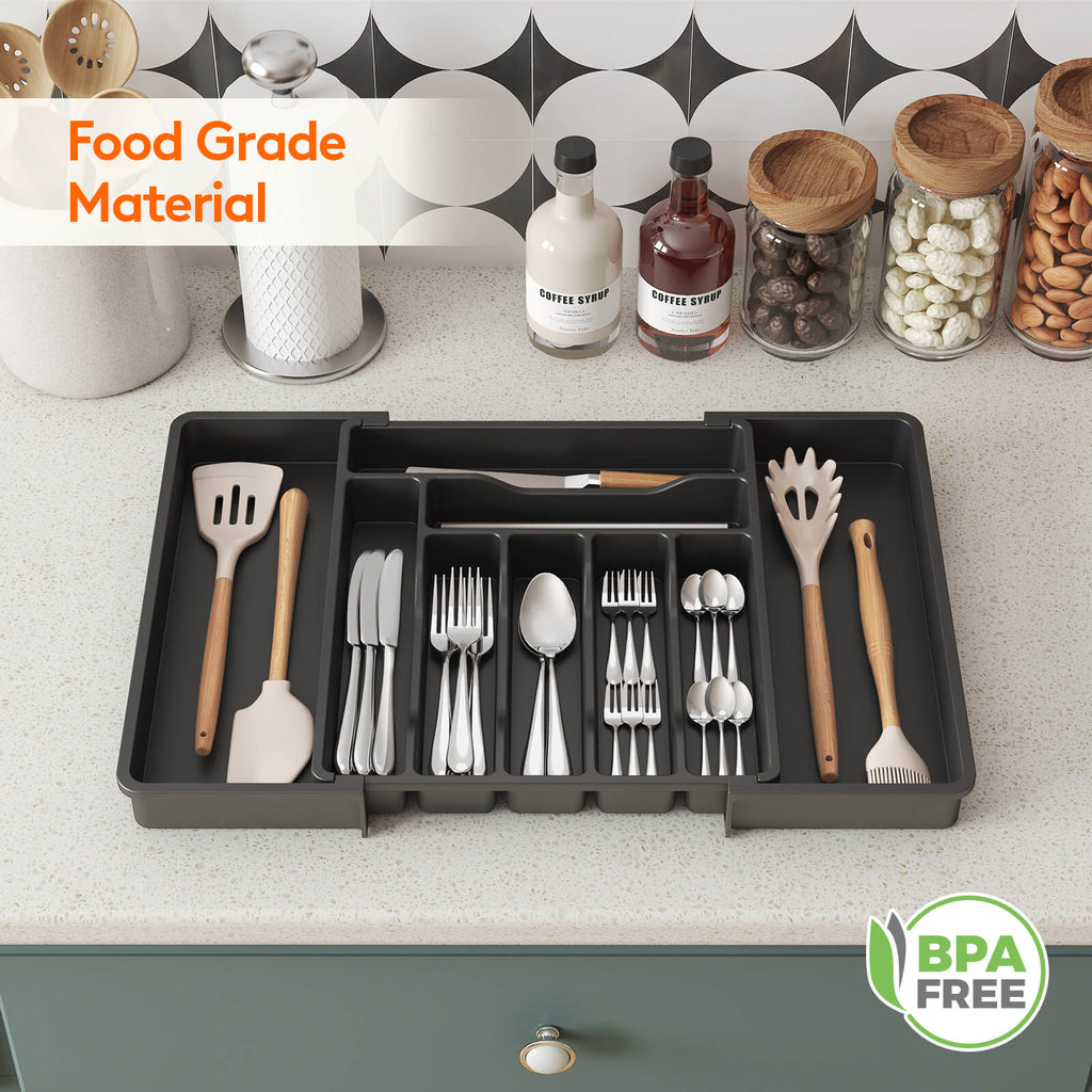 Lifewit kitchen plastic drawer organizer, knife storage dividers