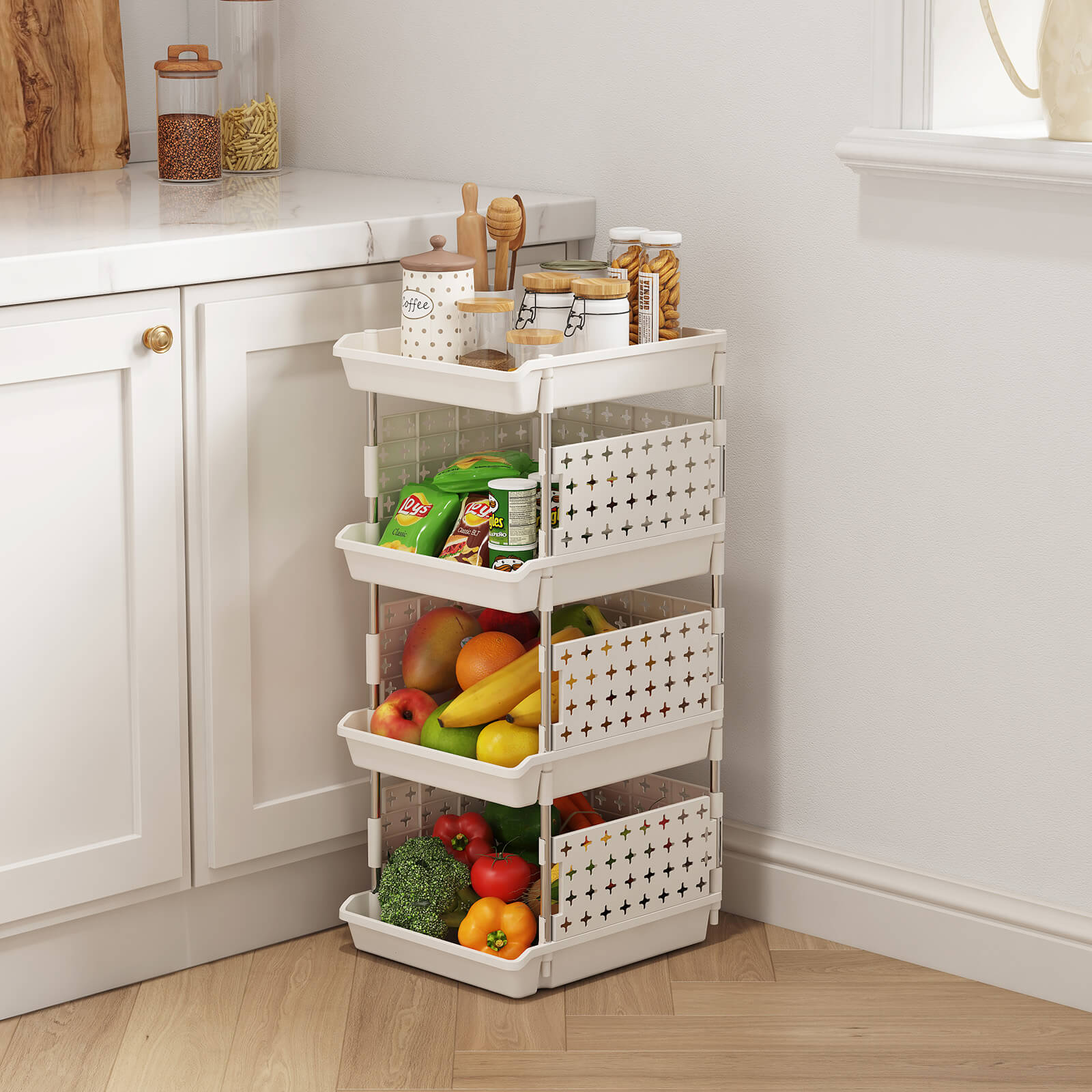 Lifewit Plastic Stackable Storage Bins, Stackable Baskets for Toys, Pantry, Kitchen