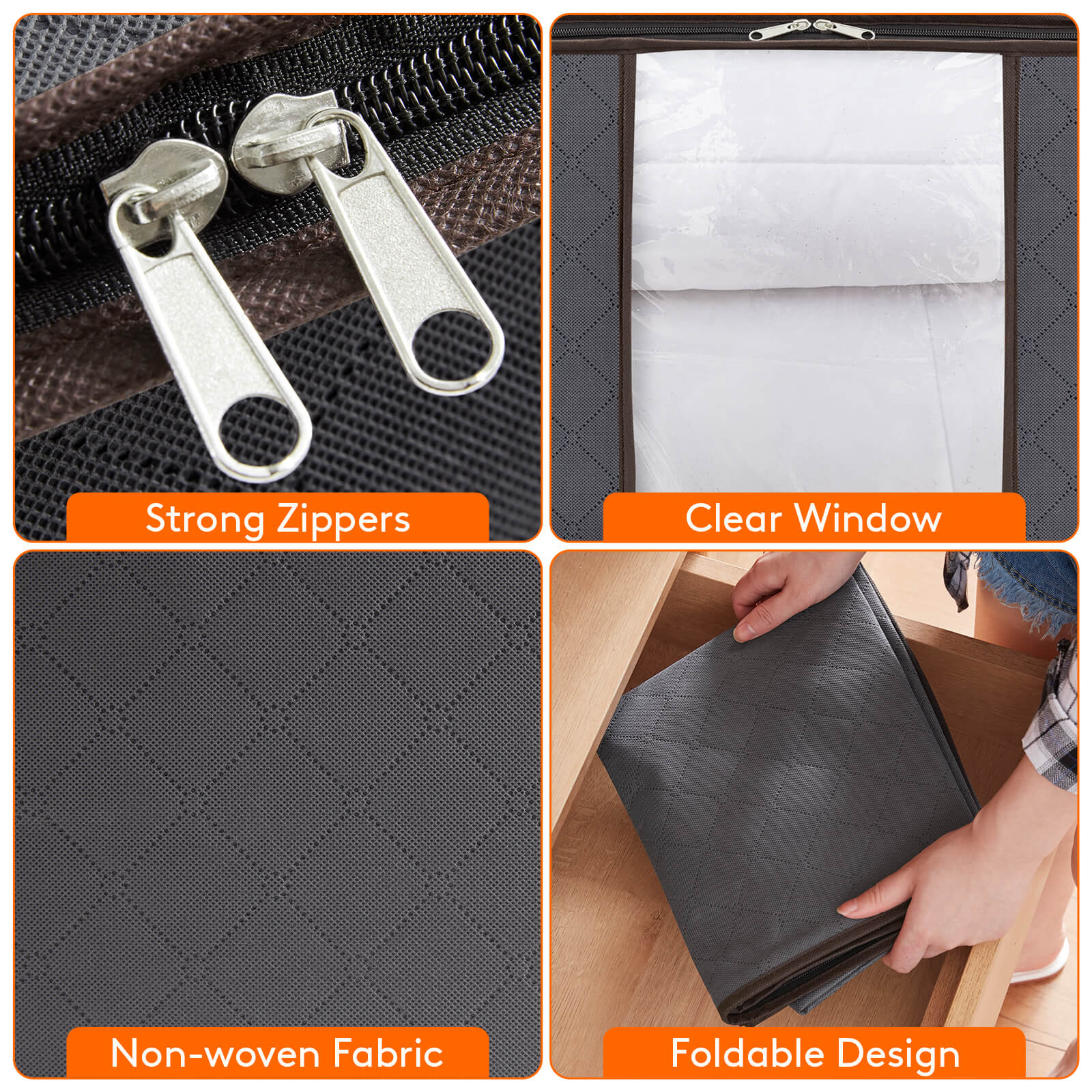 Lifewit Foldable Storage Bags with Clear Window for Clothes, Blankets, 90L