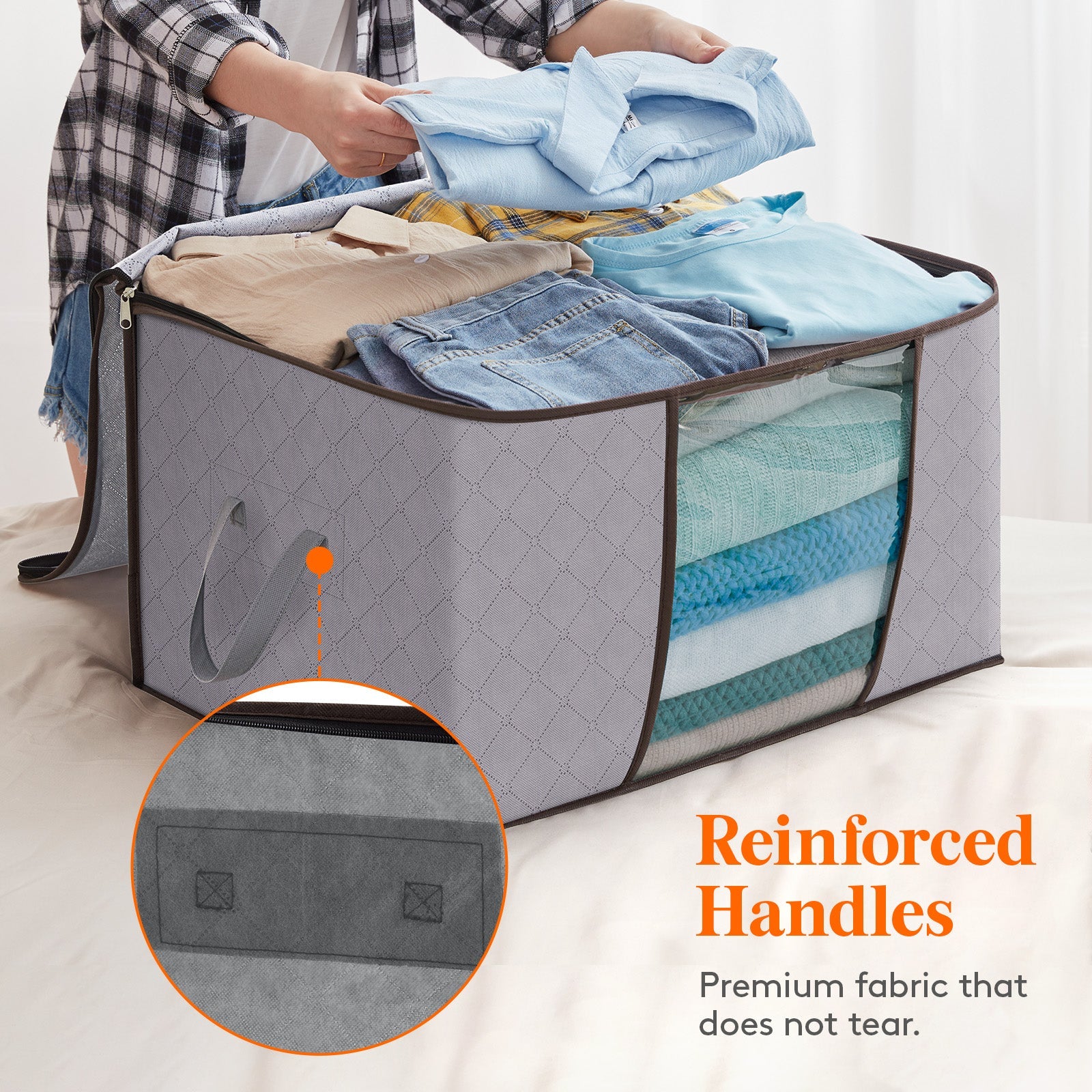 Lifewit Clothes Storage Boxes, Large Moving Boxes Storage Bags Packing Boxes, 120L, 3 Pack