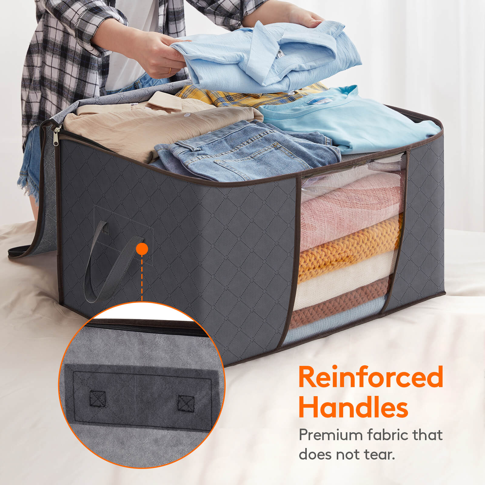 Lifewit Foldable Storage Bags with Clear Window for Clothes, Blankets, 90L