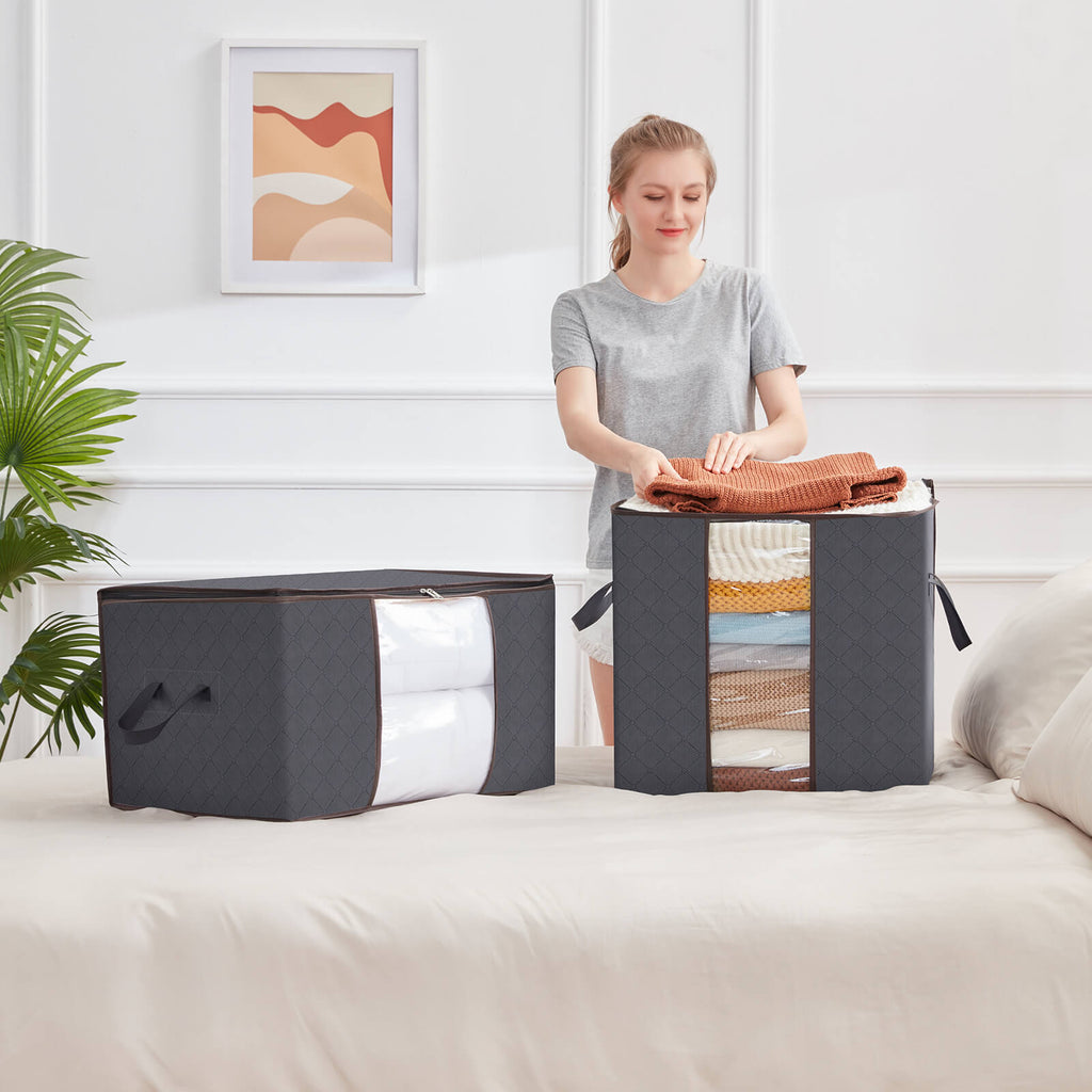 Lifewit Foldable Storage Bags with Clear Window for Clothes, Blankets, 90L