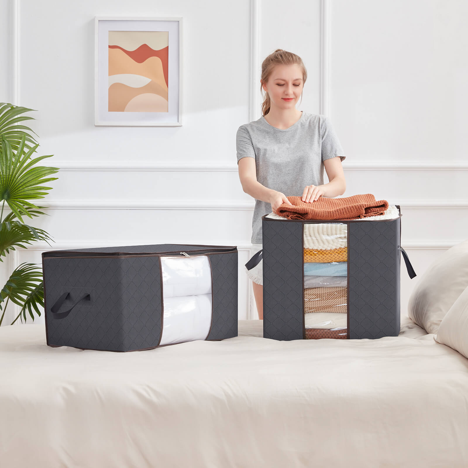 Lifewit Foldable Storage Bags with Clear Window for Clothes, Blankets, 90L