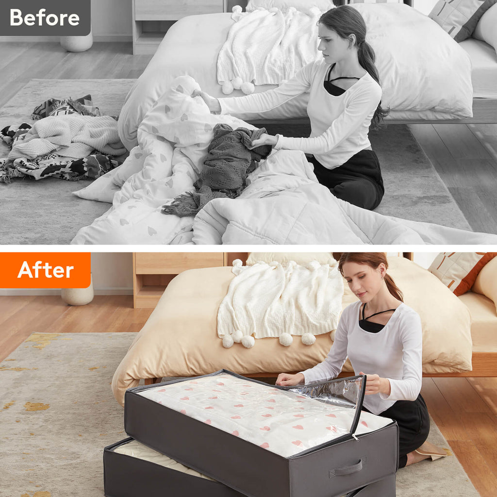 Lifewit Under Bed Storage Organizer Bins, Storage Bags Containers, 90L, 4 Packs