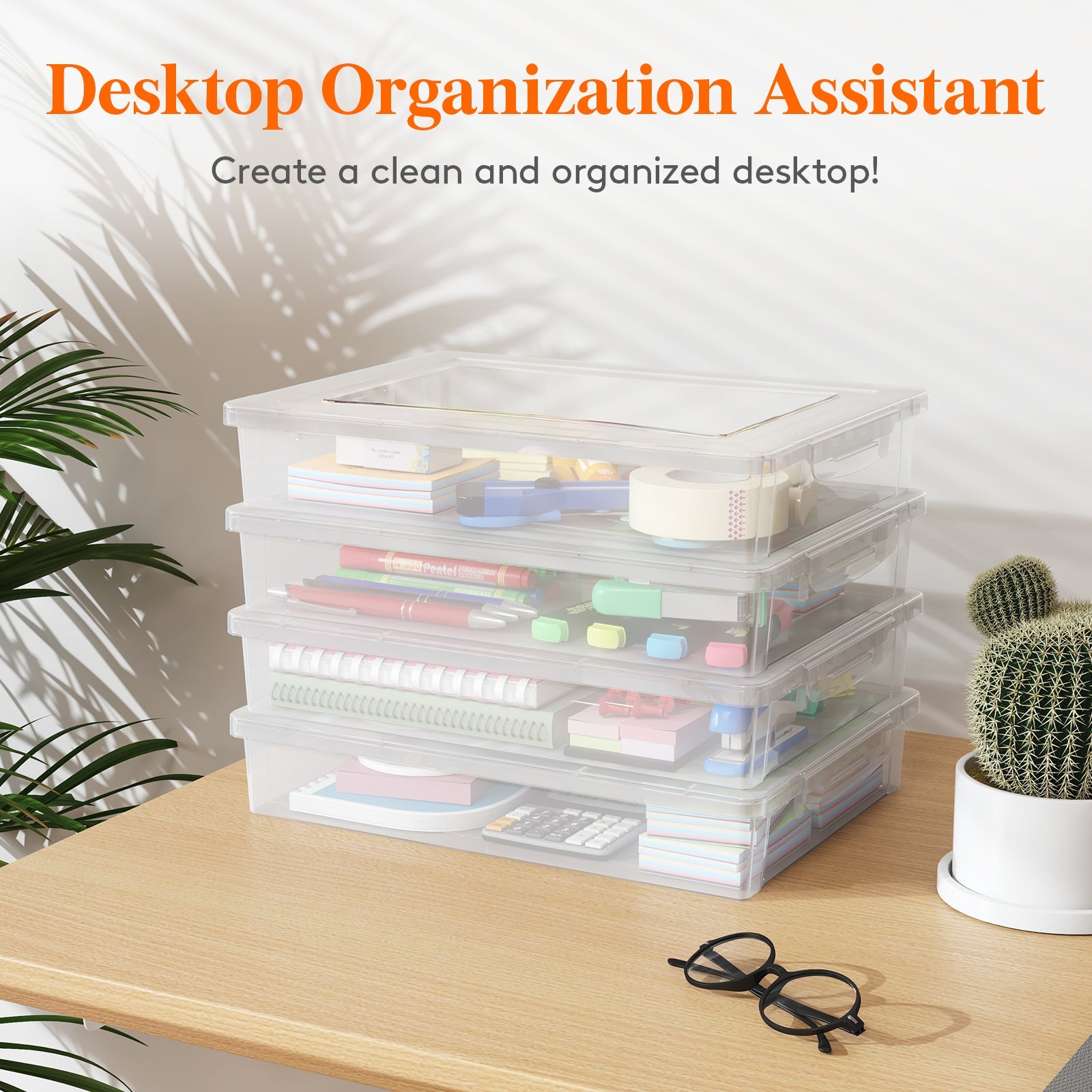 Lifewit Plastic Storage Containers With Lid, Paper Storage Organizer