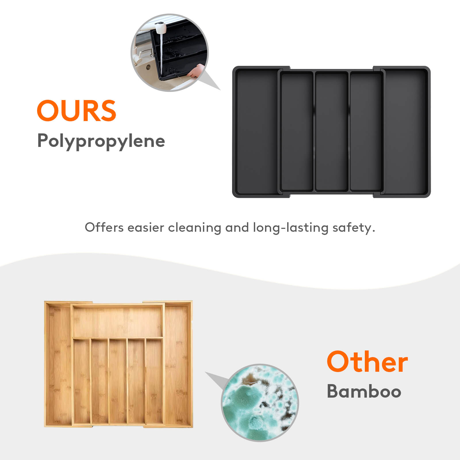 Lifewit best utensil drawer organizer, plastic storage dividers