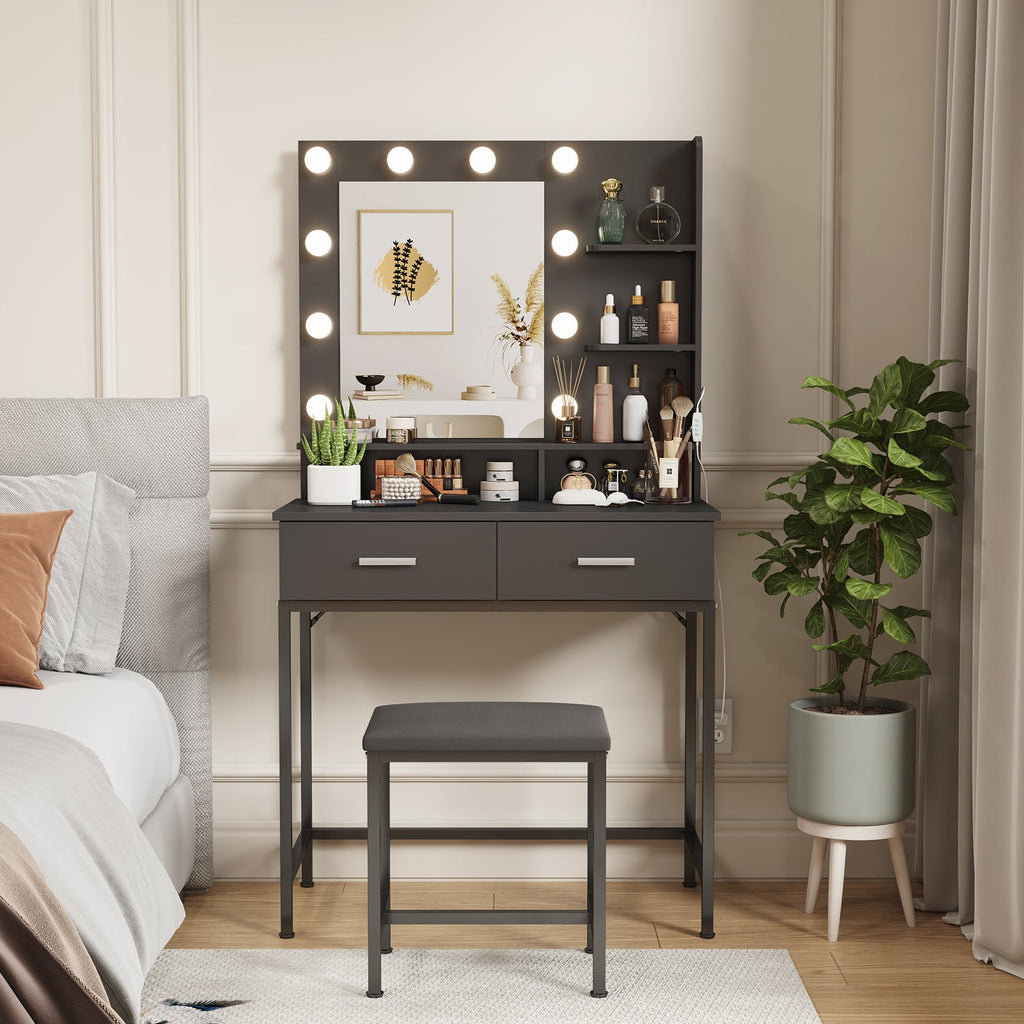 Lifewit Bathroom Vanity With Makeup Table, White Wooden Dressing Table