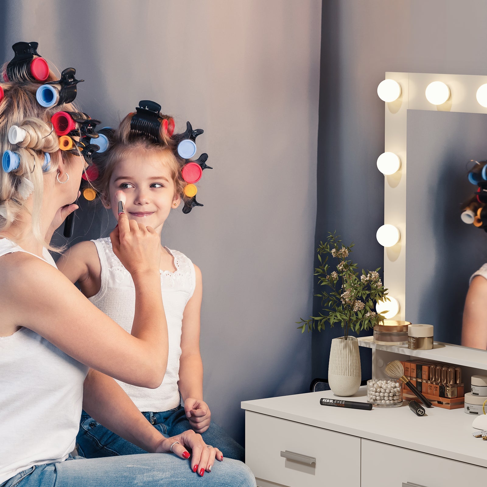 Lifewit Bathroom Vanity With Makeup Table, White Wooden Dressing Table