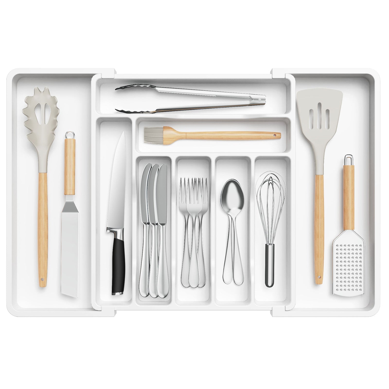 Lifewit kitchen plastic drawer organizer, knife storage dividers