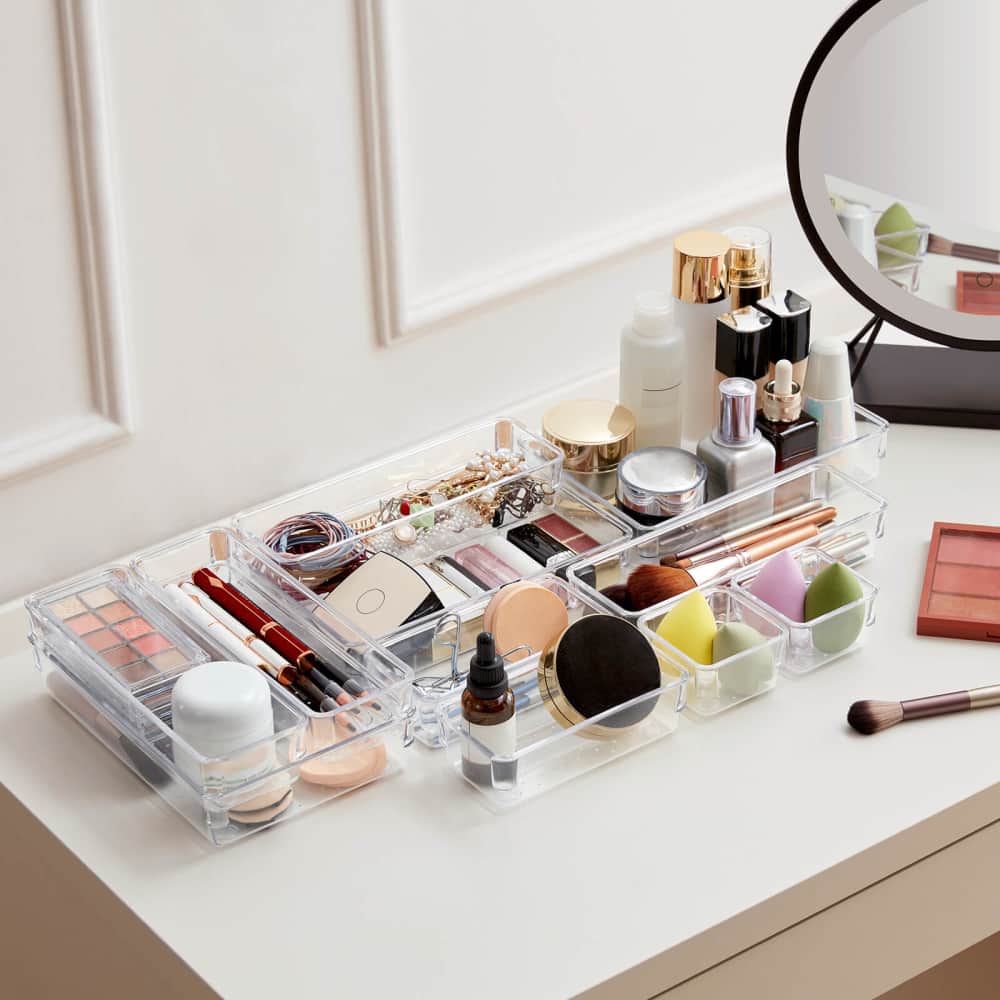 Lifewit 11 PCS Plastic Drawer Organizer for Desk, Makeup, Jewelry, Kitchen, Bathroom