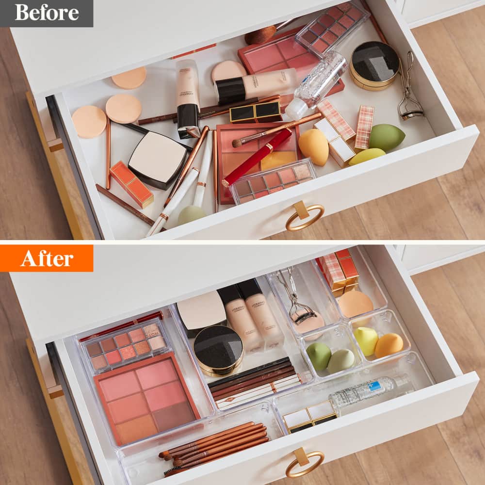 Lifewit 11 PCS Plastic Drawer Organizer for Desk, Makeup, Jewelry, Kitchen, Bathroom
