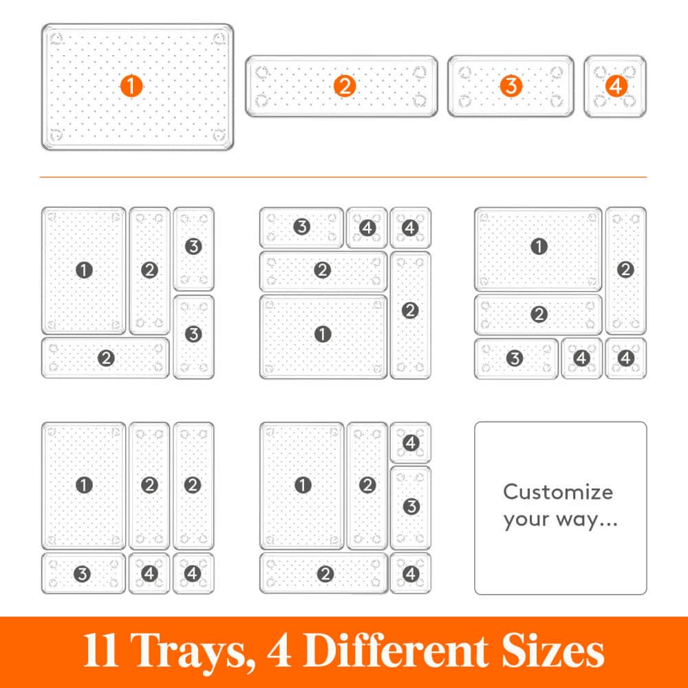 Lifewit 11 PCS Plastic Drawer Organizer for Desk, Makeup, Jewelry, Kitchen, Bathroom