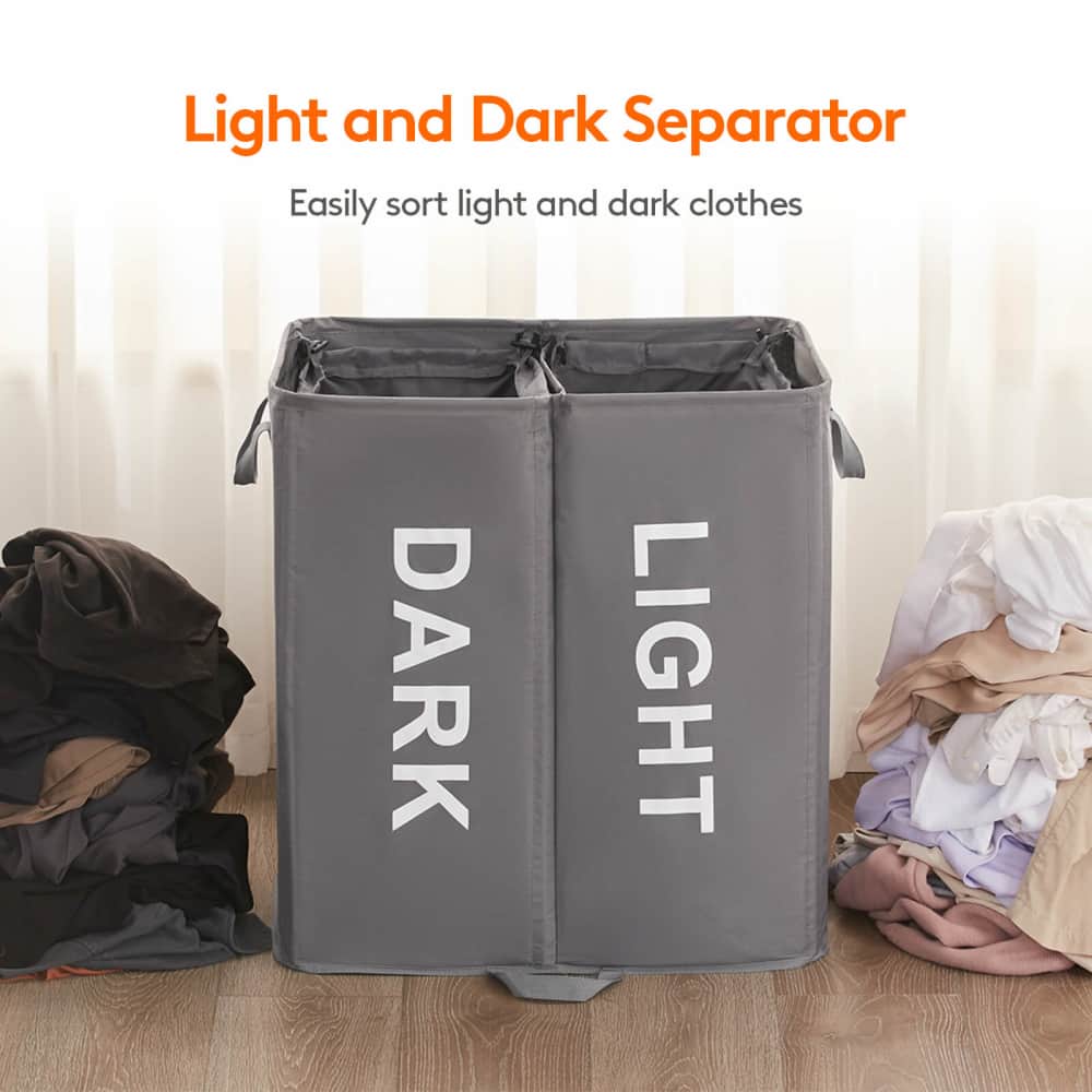 Lifewit 125L Double Laundry Hamper Basket with Lid and Laundry Bag, Divided Clothes Sorter Hamper