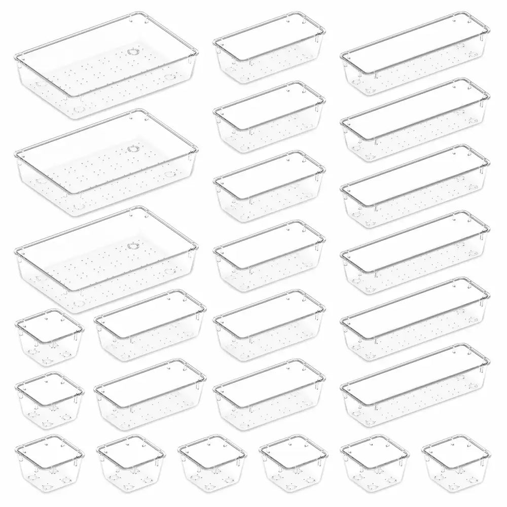 Lifewit 25 PCS Clear Plastic Drawer Storage Organizers