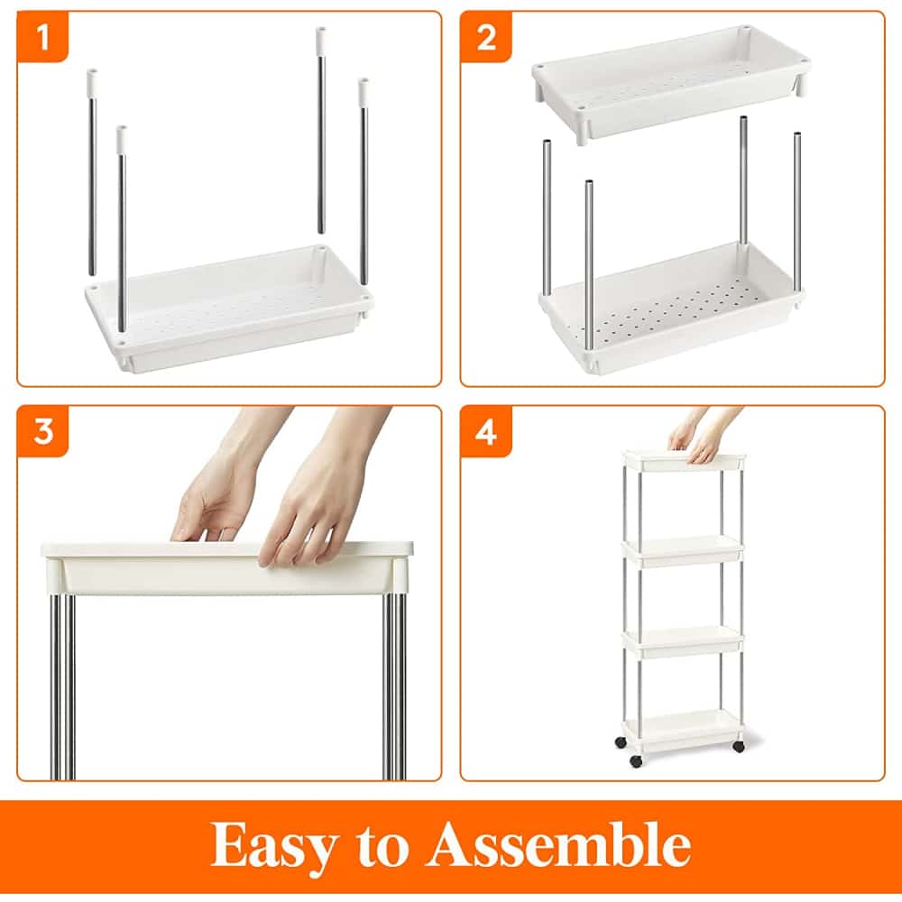 Lifewit 4 Tier Slim Rolling Cart for Bathroom, Utility, Kitchen