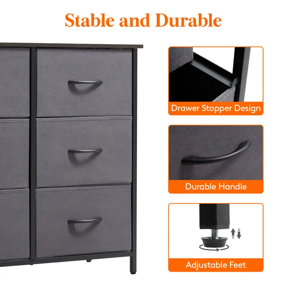 Lifewit 6 Drawer Double Dresser, Chest of Drawers with Fabric Dresser for Bedroom, Nursery