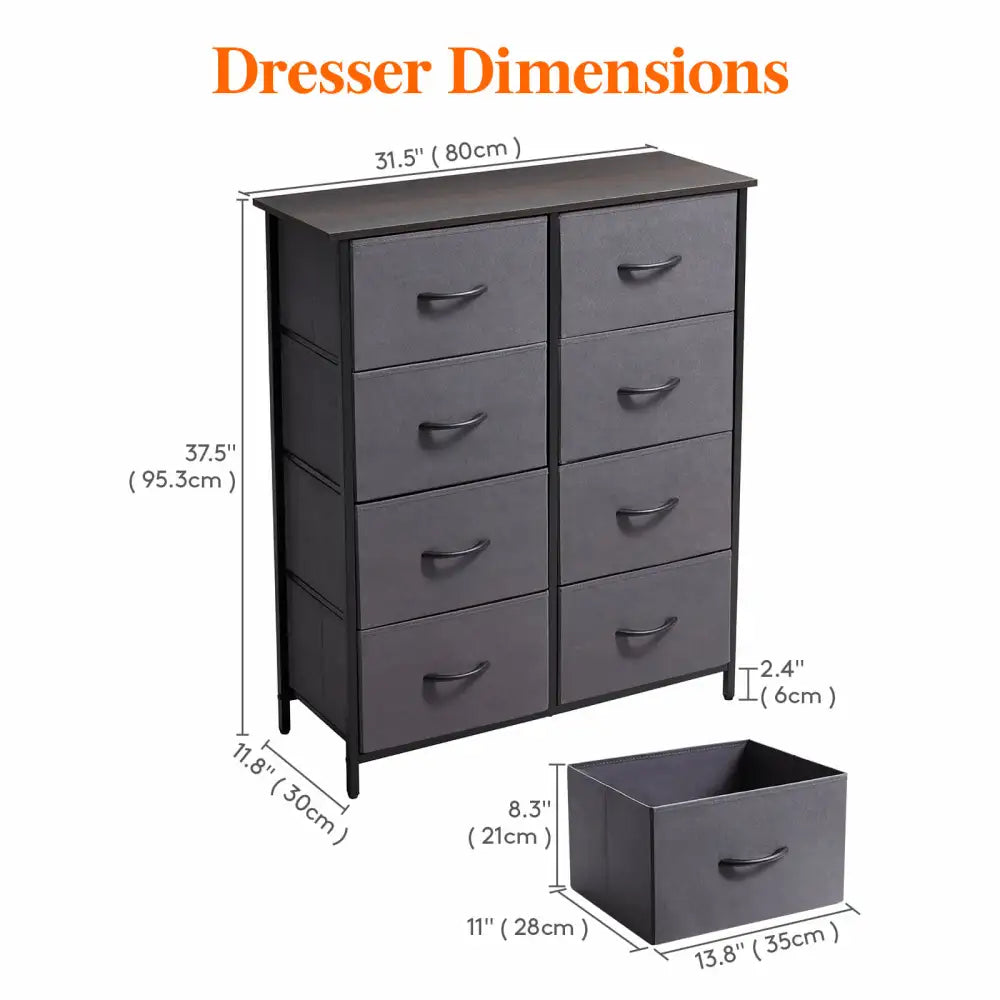 Lifewit 8 Drawer Double Dresser, Chest of Drawers with Fabric Dresser for Bedroom, Nursery