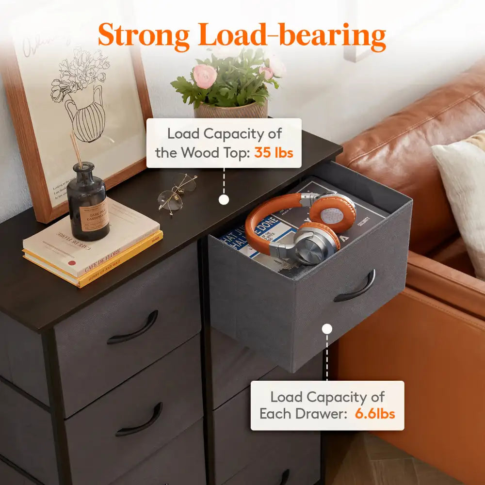 Lifewit 8 Drawer Double Dresser, Chest of Drawers with Fabric Dresser for Bedroom, Nursery