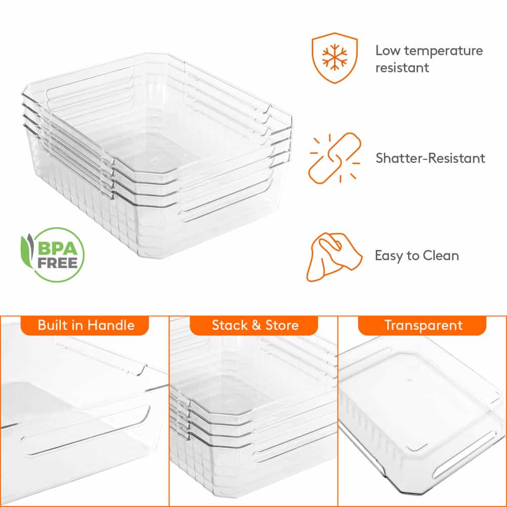 Lifewit 8pcs Fridge Organizer Bins with Egg Holder for Cabinet, Pantry
