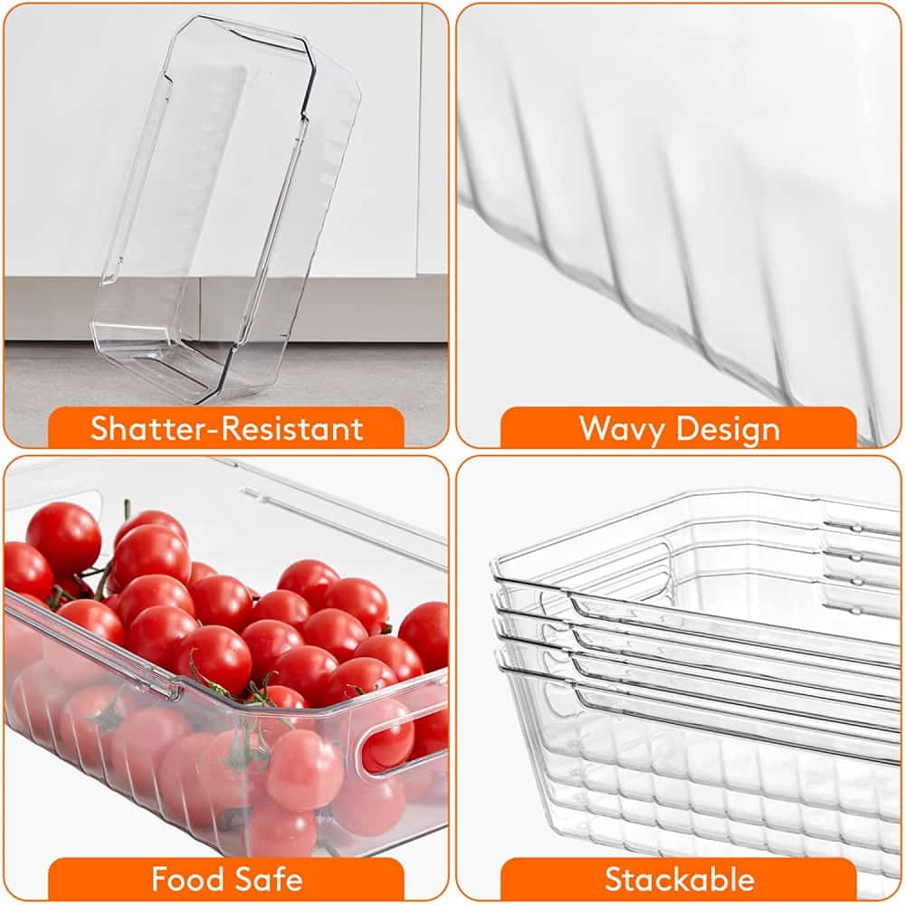 Lifewit 8pcs Fridge Organizer, Clear Storage Bins for Fruits, Canned Food