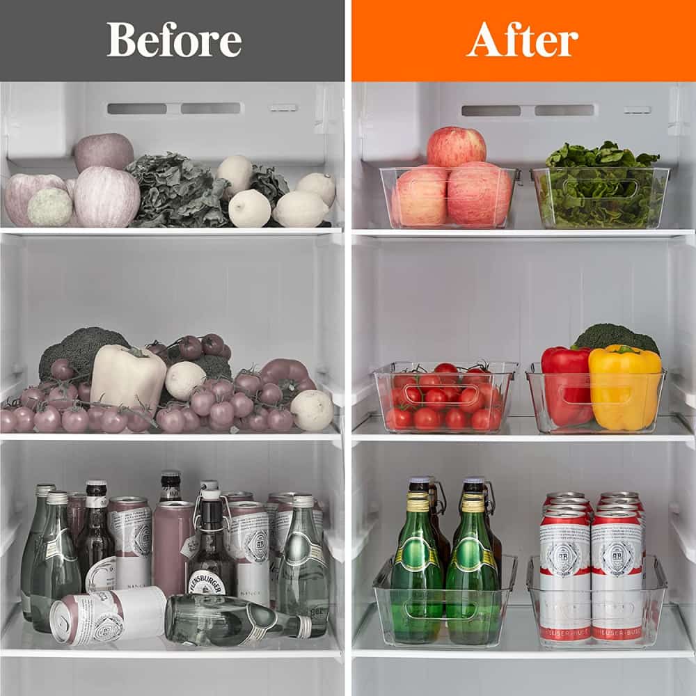 Lifewit 8pcs Fridge Organizer, Clear Storage Bins for Fruits, Canned Food