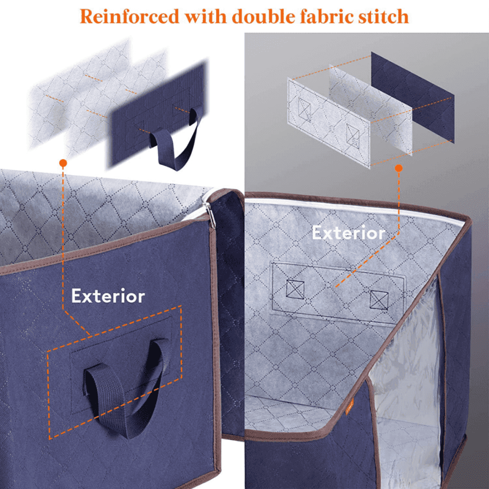 Lifewit 90L Blue Clothes Storage Bag with 3 Packs