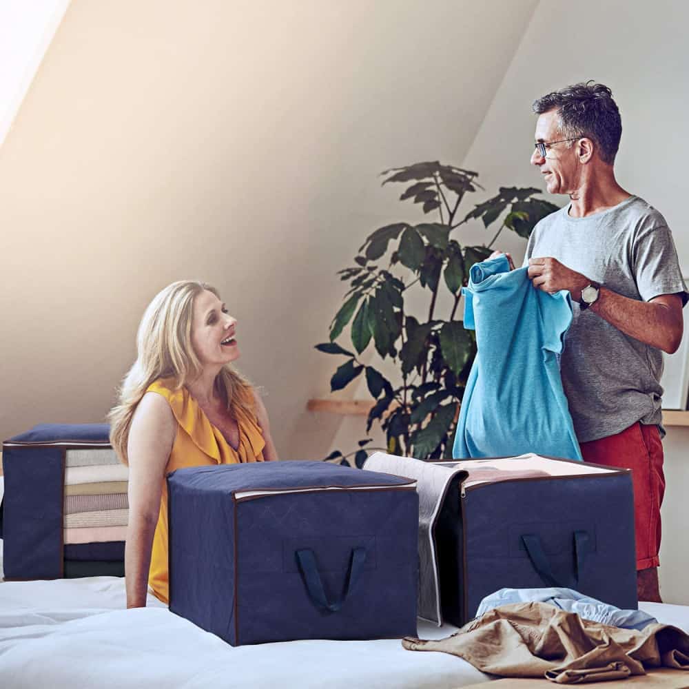 Lifewit 90L Blue Clothes Storage Bag with 3 Packs