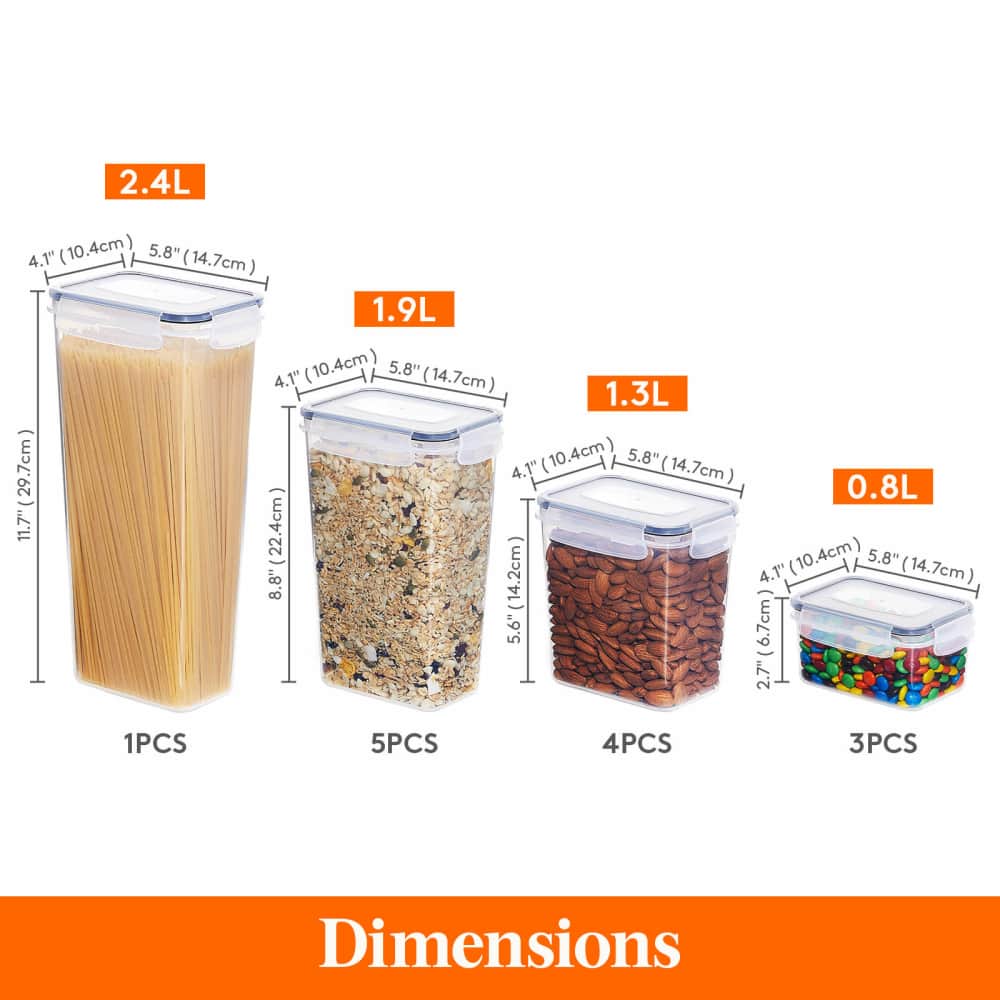 Lifewit Airtight Food Storage Containers with Lids for Cereal, Spaghetti, Flour, Sugar, Dry Food