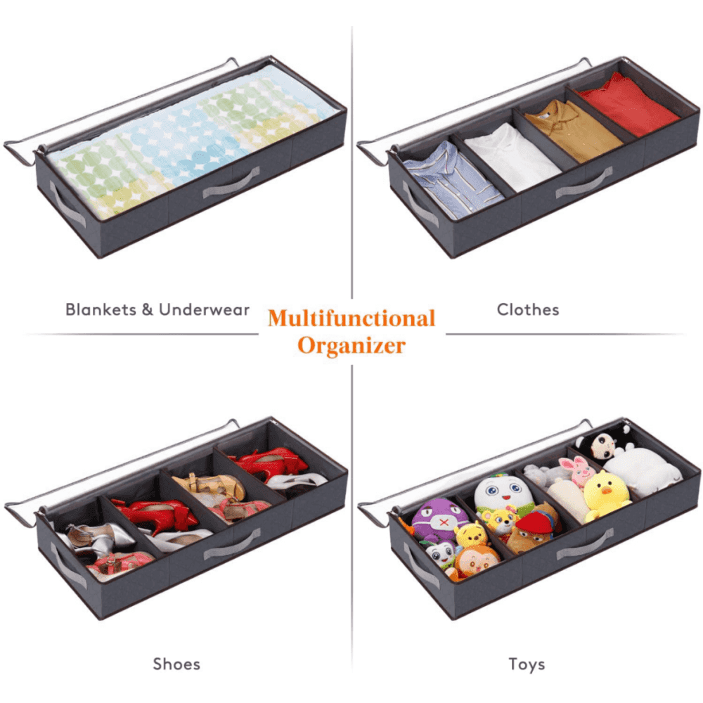 Lifewit Under Bed Storage Bags with Dividers for Shoes, Toys, Clothes, 2 Packs