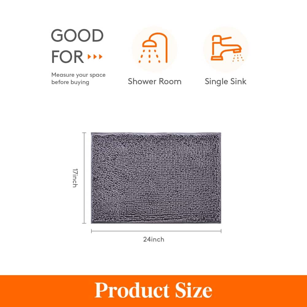 Lifewit Chenille Bath Shower Mat,  Non Slip Floor Runner Rug