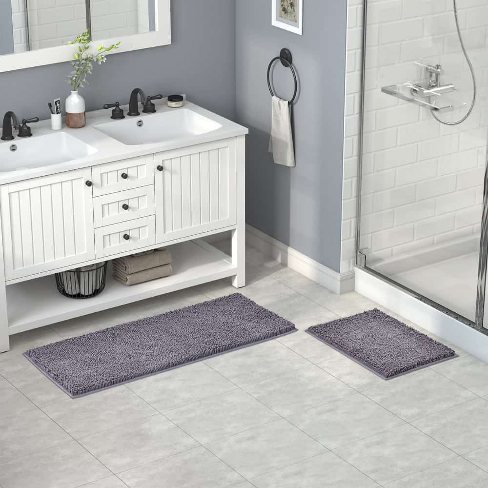 Lifewit Chenille Bath Shower Mat,  Non Slip Floor Runner Rug