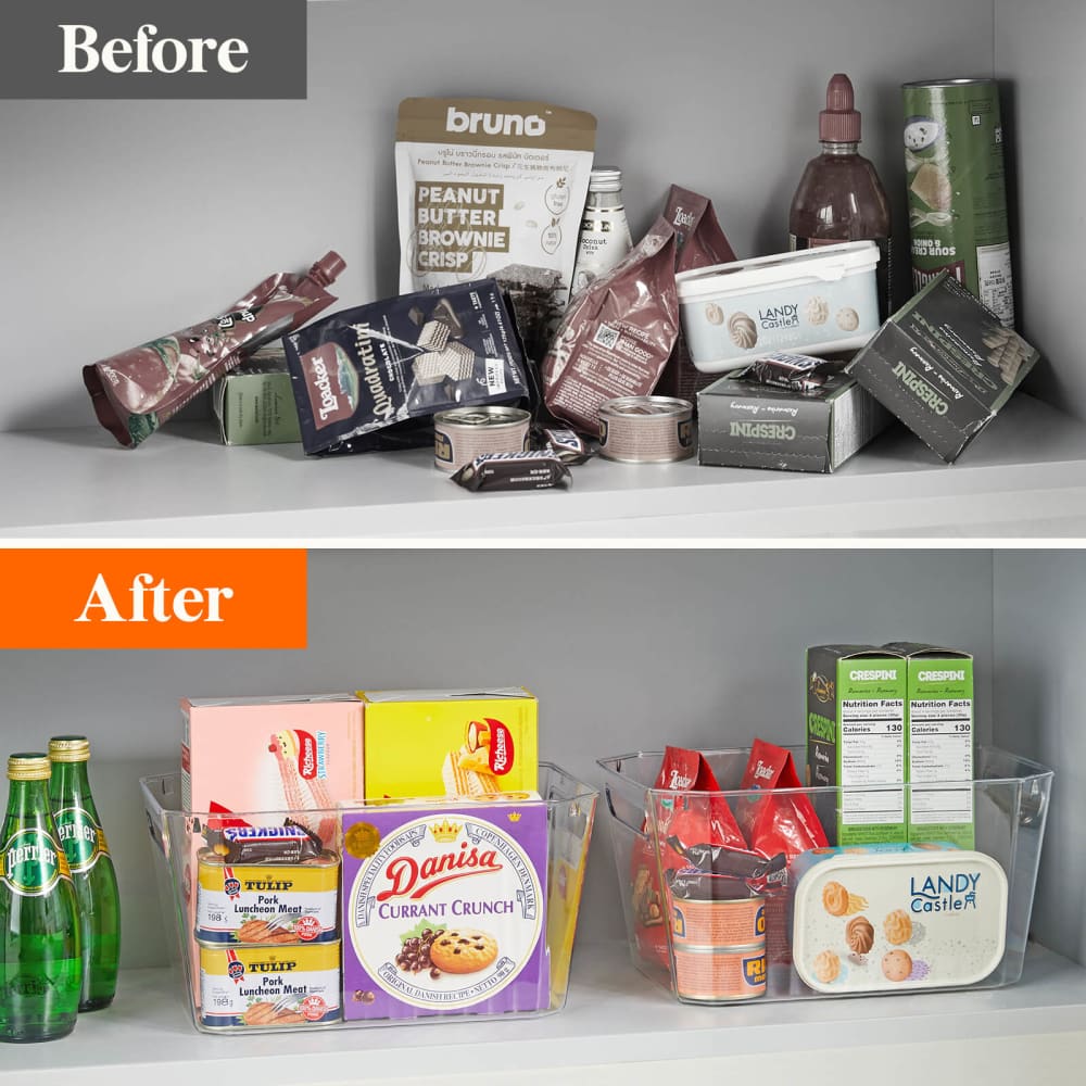 Lifewit Clear Plastic Storage Bins, Organizer for Pantry, Fridge, Cabinet, Kitchen, Bathroom