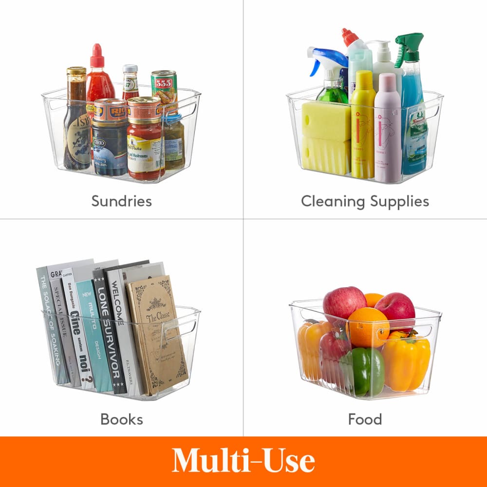 Lifewit Clear Plastic Storage Bins, Organizer for Pantry, Fridge, Cabinet, Kitchen, Bathroom