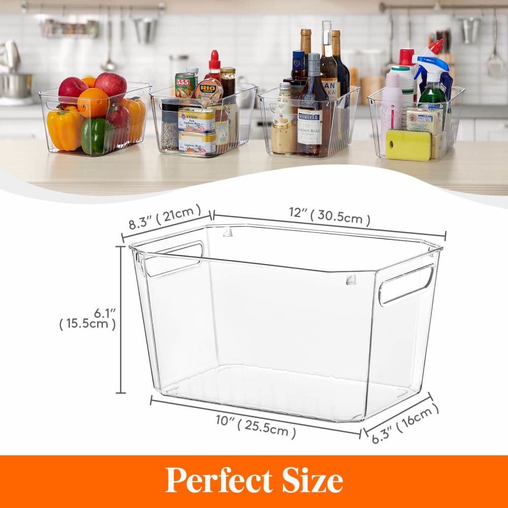 Lifewit Clear Plastic Storage Bins, Organizer for Pantry, Fridge, Cabinet, Kitchen, Bathroom