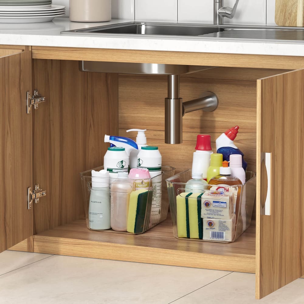 Lifewit Clear Plastic Storage Bins, Organizer for Pantry, Fridge, Cabinet, Kitchen, Bathroom