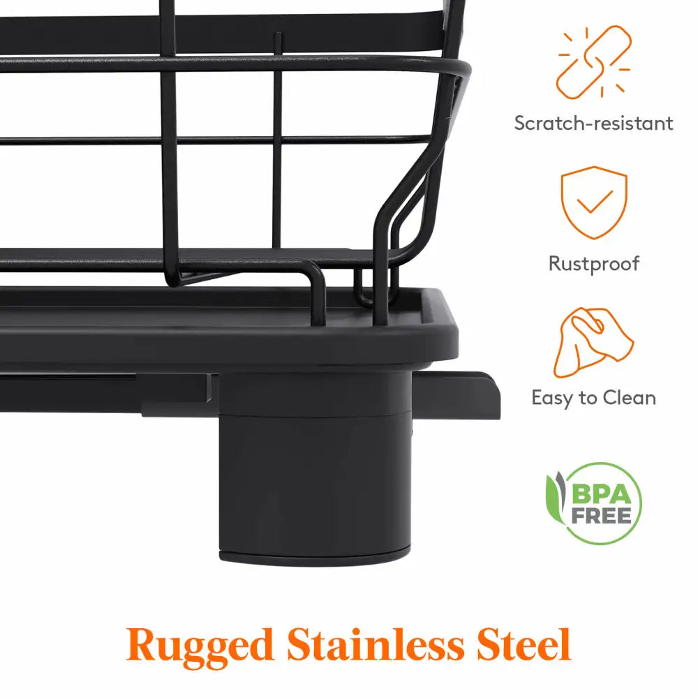 Lifewit Dish Drying Rack, Stainless Steel Dish Drainer Rack for Kitchen, Black, Large