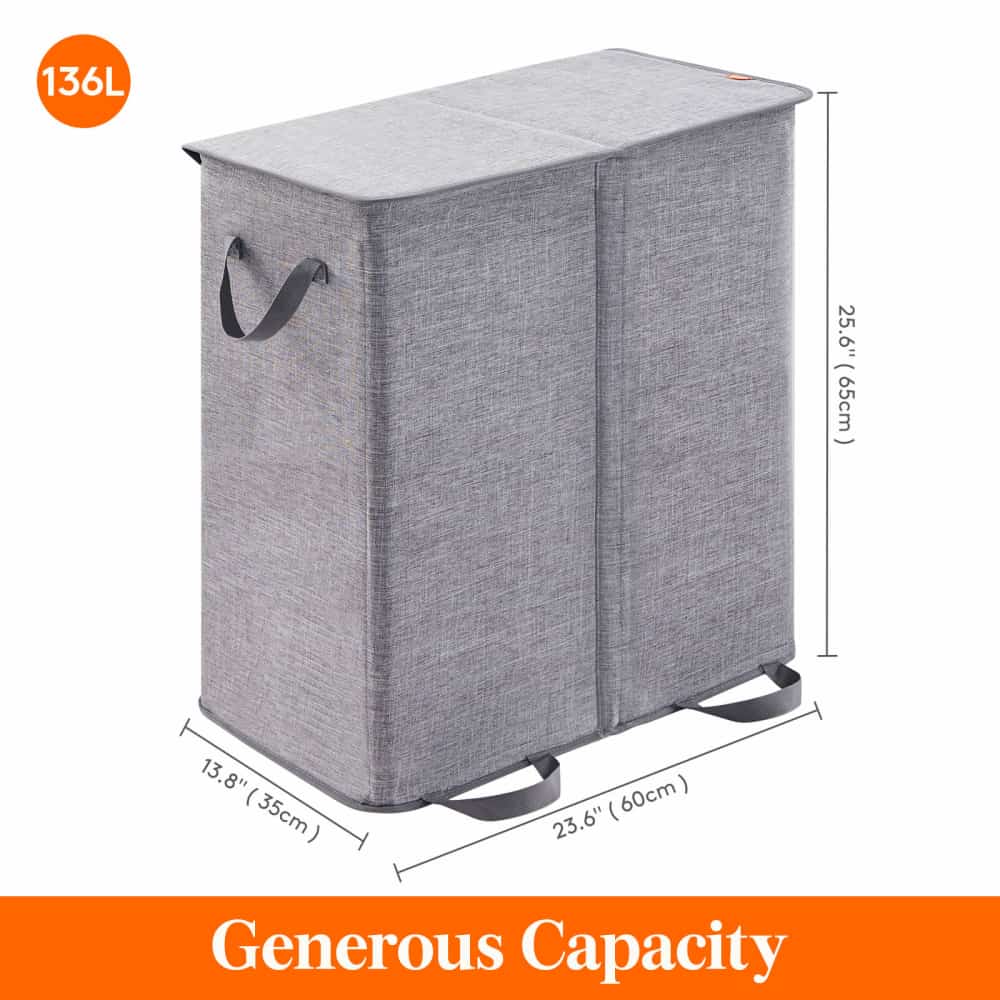 Lifewit Double Laundry Hamper Basket with Lid and Laundry Bags