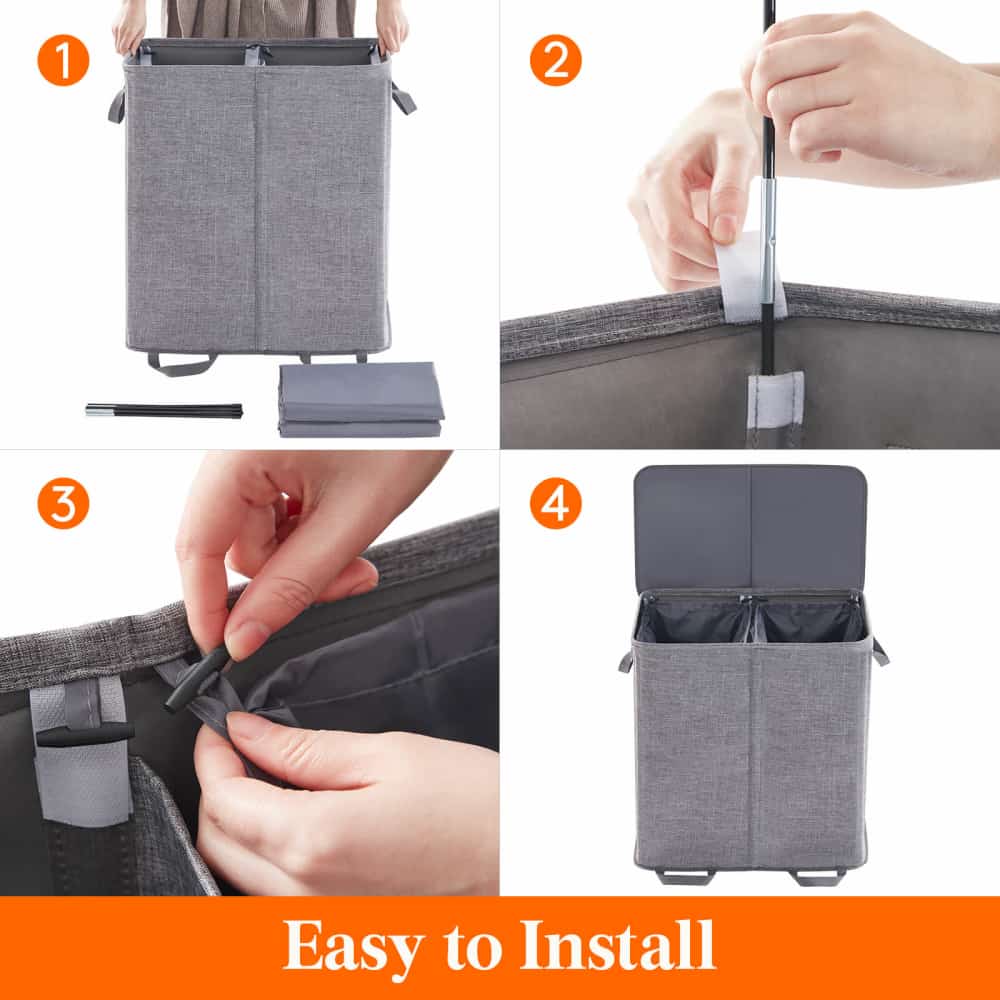 Lifewit Double Laundry Hamper Basket with Lid and Laundry Bags