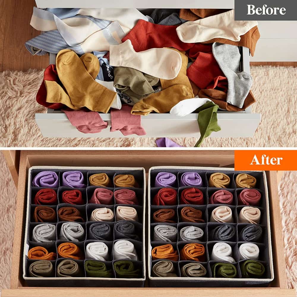 Lifewit Dresser Drawer Organizer for Underwear, Socks, Ties Storage