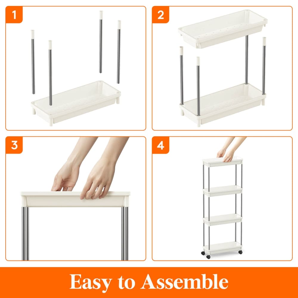 Lifewit Extra-Slim 3/4 Tier Rolling Cart for Kitchen, Utility, Bathroom, White/Black