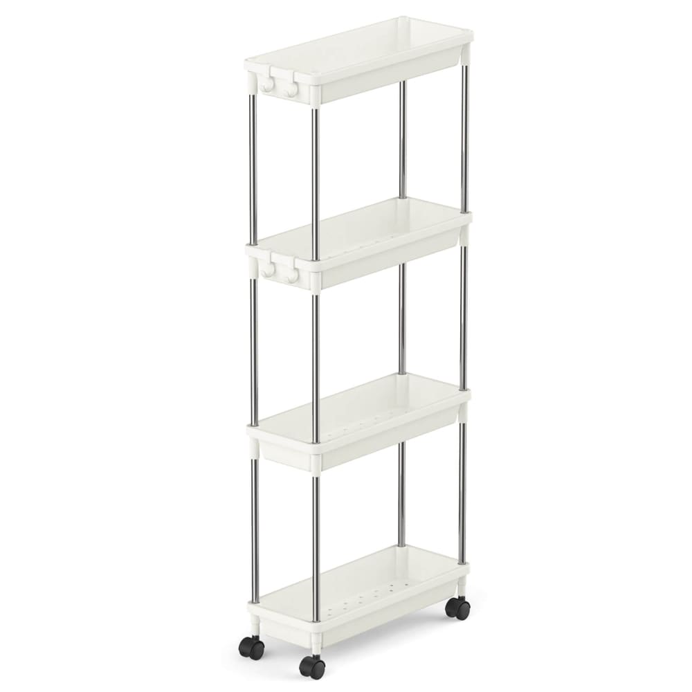 Lifewit Extra-Slim 3/4 Tier Rolling Cart for Kitchen, Utility, Bathroom, White/Black