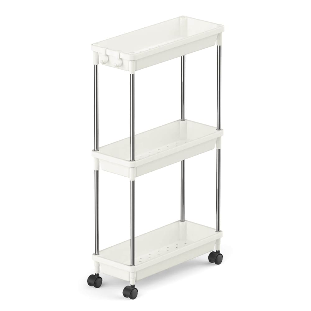 Lifewit Extra-Slim 3/4 Tier Rolling Cart for Kitchen, Utility, Bathroom, White/Black