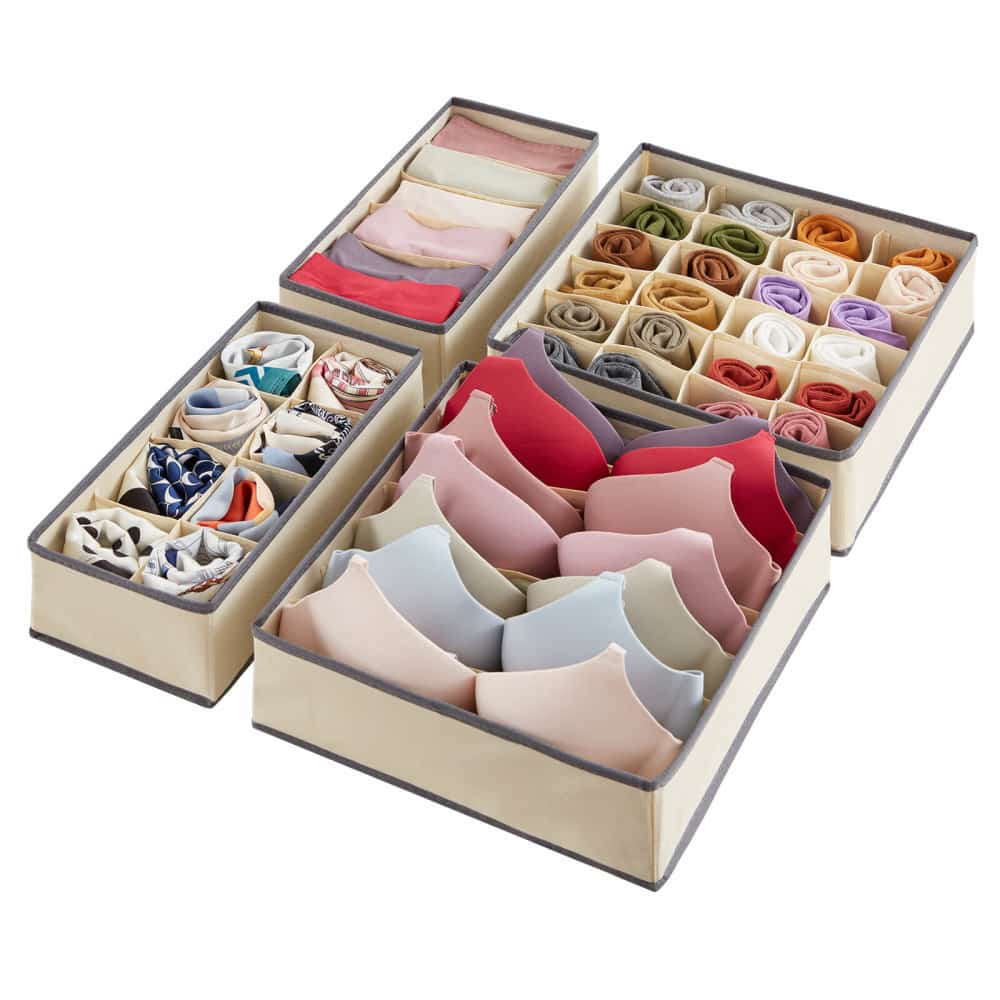 Lifewit Fabric Dresser Drawer Underwear Organizer, 4/6-Piece Storage Bins