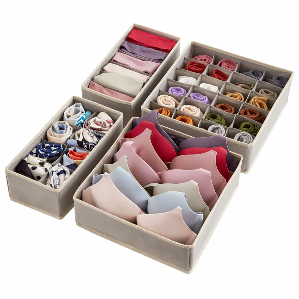 Lifewit Fabric Dresser Drawer Underwear Organizer, 4/6-Piece Storage Bins