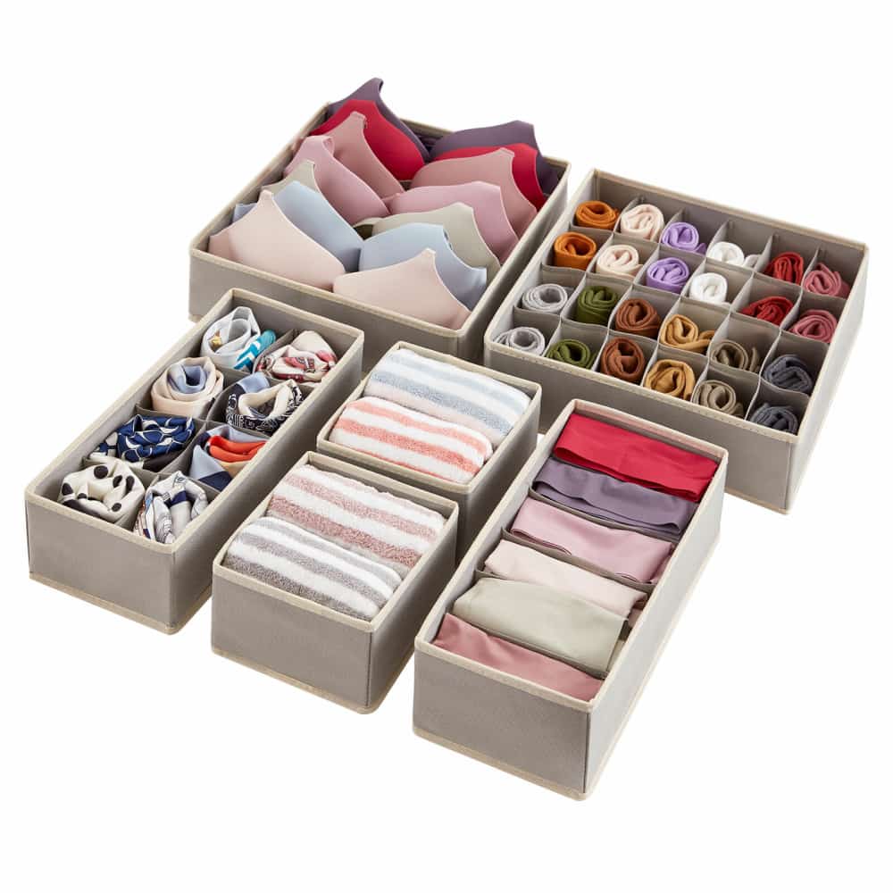 Lifewit Fabric Dresser Drawer Underwear Organizer, 4/6-Piece Storage Bins