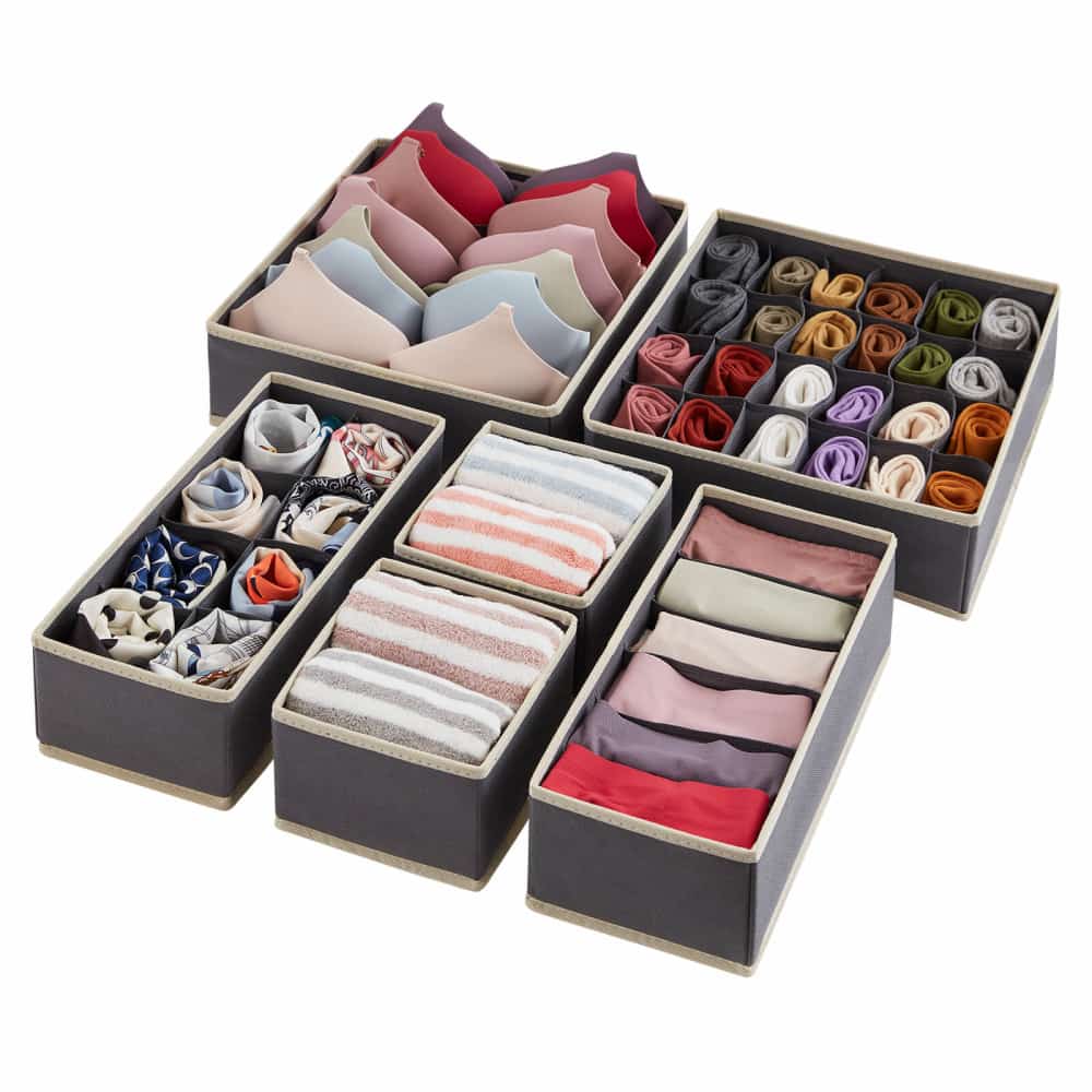 Lifewit Fabric Dresser Drawer Underwear Organizer, 4/6-Piece Storage Bins