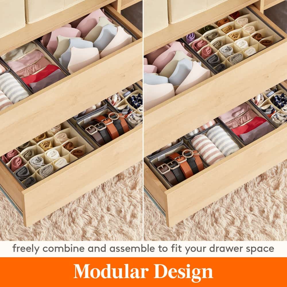 Lifewit Fabric Dresser Drawer Underwear Organizer, 4/6-Piece Storage Bins